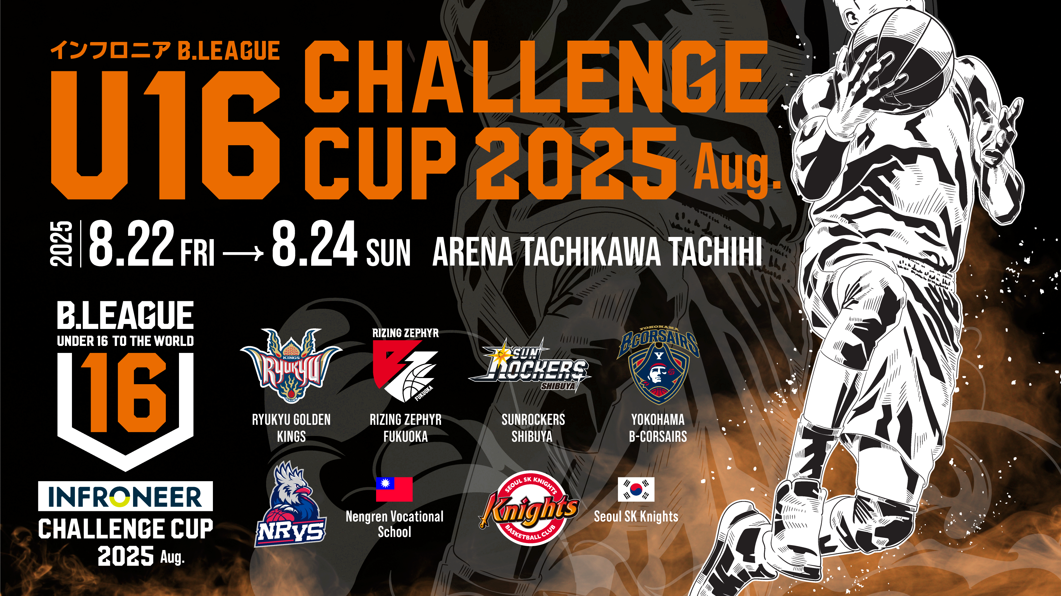 「インフロニア B.LEAGUE U16 CHALLENGE CUP 2025 Aug.」 概要発表 ～大会期間が3日間に、B.LEAGUEユースが海外から招聘したアジアの強敵に挑む～